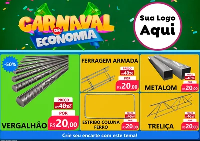 Modelo de Encarte para Encarte A4 Horizontal com o tema Carnaval da Economia para Ferragens