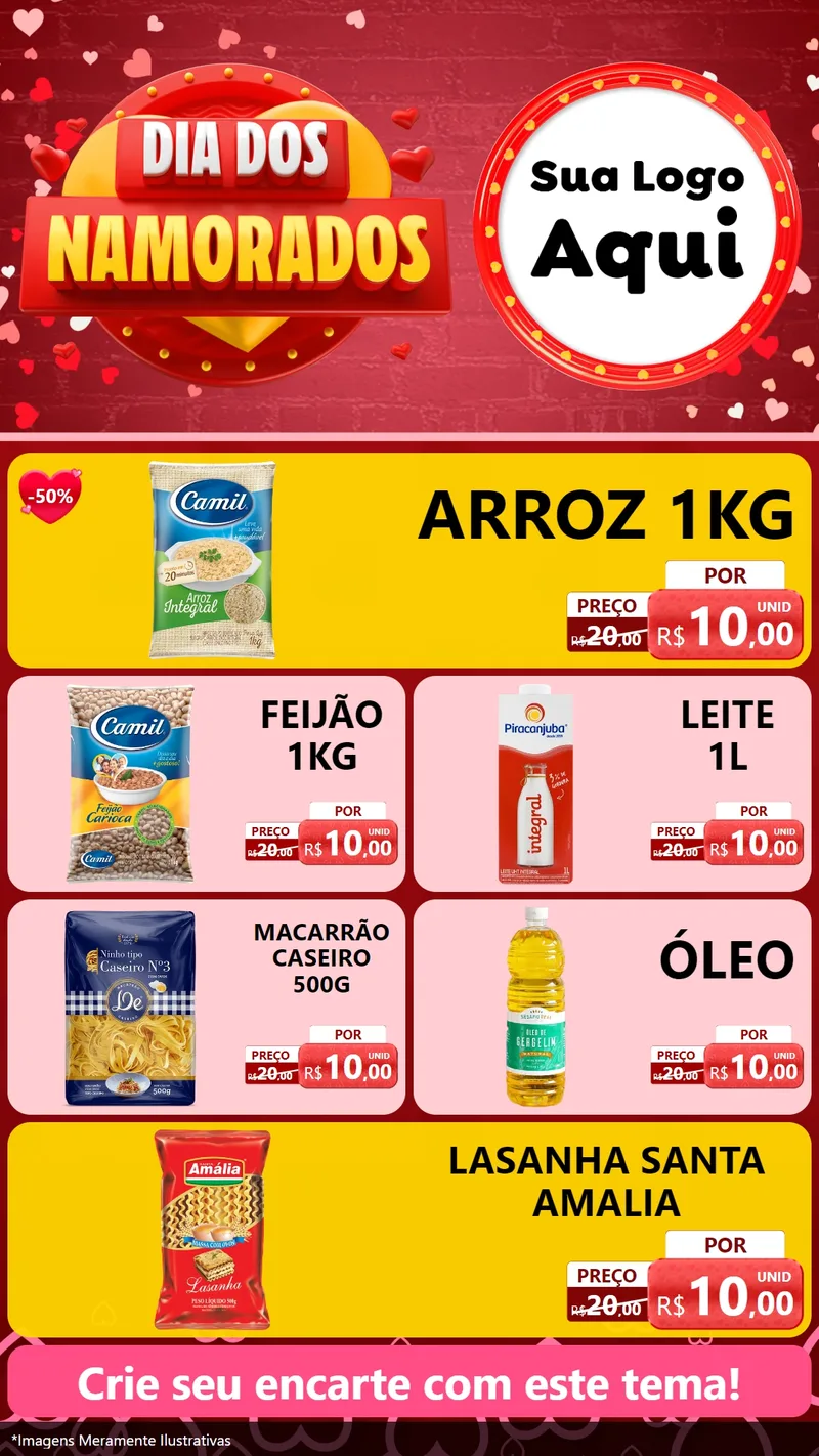 Modelo de TV para TV Vertical com o tema Dia Dos Namorados para Supermercado