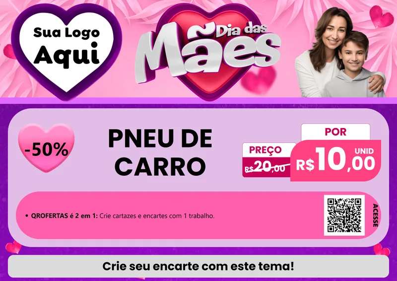 Modelo de Cartaz para Cartaz A4 Horizontal com o tema Dia das Mães para Auto peças