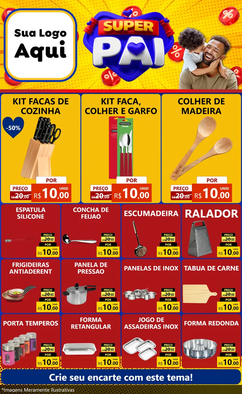 Modelo de Encarte para Encarte Grande com o tema Super Pai para Utilidades Domésticas