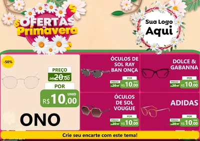 Modelo de Encarte para Encarte A4 Horizontal com o tema Ofertas de Primavera para Óticas