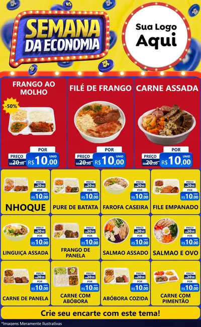 Modelo de Encarte para Encarte Grande com o tema Semana da Economia para Restaurante