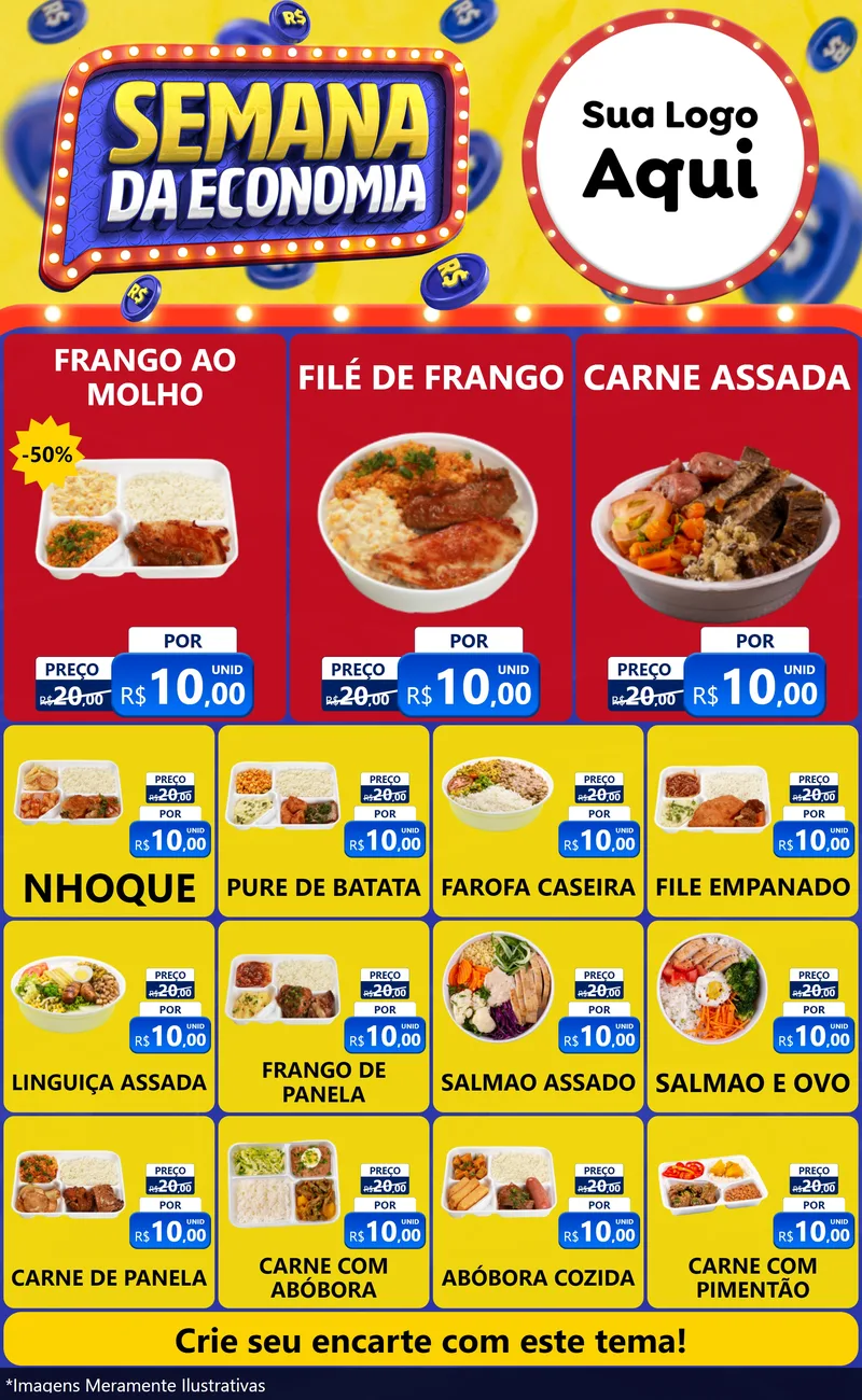 Modelo de Encarte para Encarte Grande com o tema Semana da Economia para Restaurante