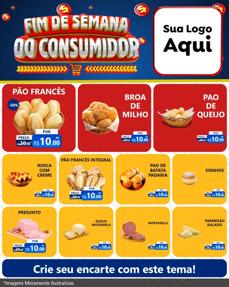 Modelo de Rede Social para Feed Instagram com o tema Fim de Semana do Consumidor para Padaria