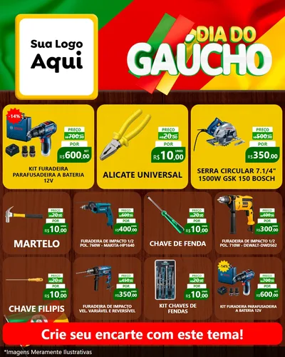 Modelo de Rede Social para Feed Instagram com o tema Dia do Gaúcho para Maquinas e Ferramentas