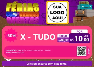Modelo de Cartaz para Cartaz A4 Horizontal com o tema Férias com Grandes Ofertas para Hamburgueria