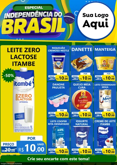 Modelo de Encarte para Encarte A4 Vertical com o tema Especial Independência do Brasil para Frios e Laticínios