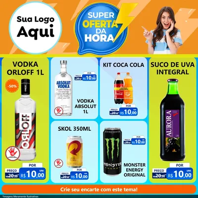 Modelo de Rede Social para Feed Facebook com o tema Super Oferta da Hora para Distribuidora de bebidas