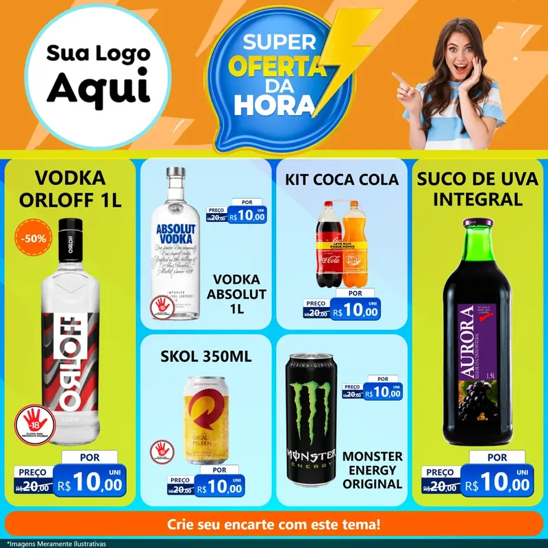 Modelo de Rede Social para Feed Facebook com o tema Super Oferta da Hora para Distribuidora de bebidas