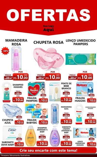 Modelo de Encarte para Encarte Grande com o tema Ofertas Vermelho Cartaz para Bebês