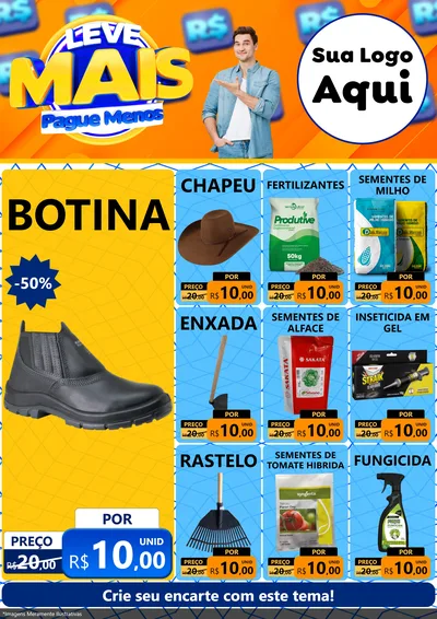 Modelo de Encarte para Encarte A4 Vertical com o tema Leve Mais, Pague Menos para Agropecuária