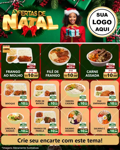 Modelo de Rede Social para Feed Instagram com o tema Ofertas de Natal para Restaurante