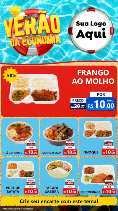 Modelo de Rede Social para Stories com o tema Verão da Economia para Restaurante