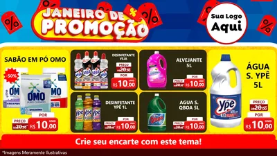 Modelo de TV para TV Horizontal com o tema Janeiro de Promoção para Produtos de Limpeza
