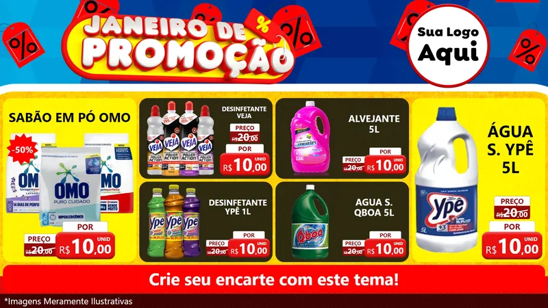 Modelo de TV para TV Horizontal com o tema Janeiro de Promoção para Produtos de Limpeza