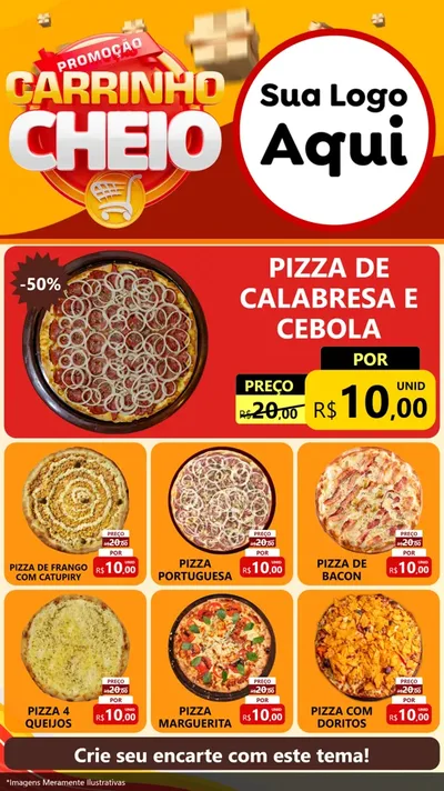 Modelo de Rede Social para Stories com o tema Promoção carrinho cheio para Pizzaria
