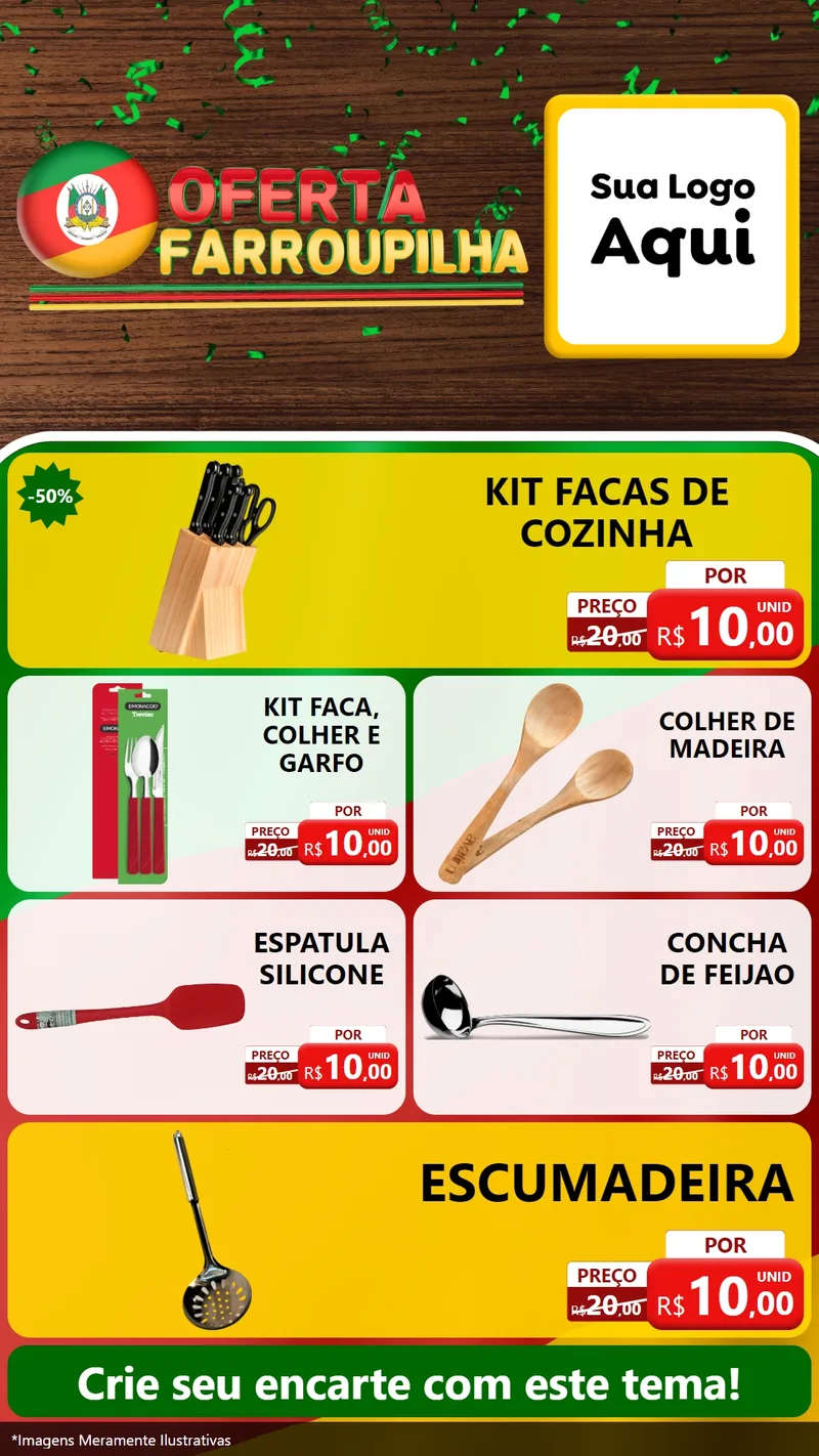 Modelo de TV para TV Vertical com o tema Oferta Farroupilha para Utilidades Domésticas