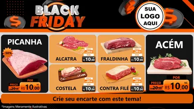 Modelo de TV para TV Horizontal com o tema Black Friday para Açougue