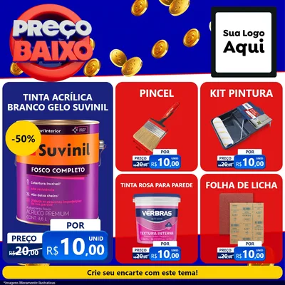 Modelo de Rede Social para Feed Facebook com o tema Preço Baixo para Tintas e Ferramentas