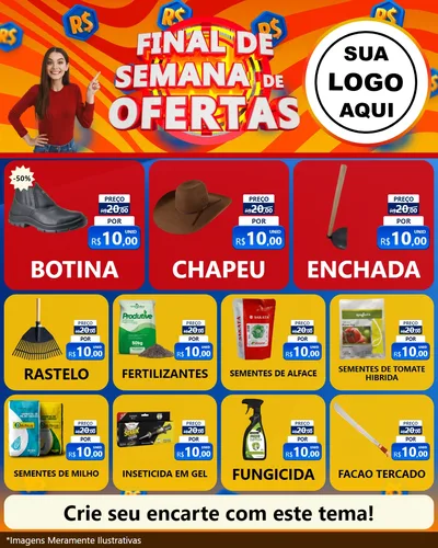 Modelo de Rede Social para Feed Instagram com o tema Final de Semana de Ofertas para Agropecuária