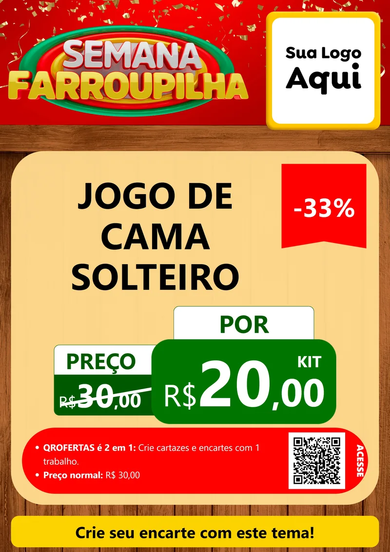Modelo de Cartaz para Cartaz A4 Vertical com o tema Semana Farroupilha para Cama, Mesa e Banho