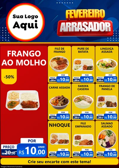 Modelo de Encarte para Encarte A4 Vertical com o tema Fevereiro Arrasador para Restaurante
