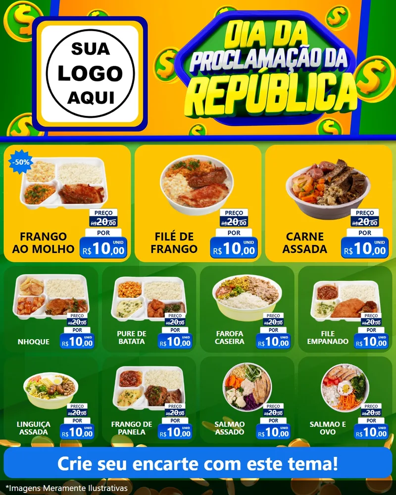 Modelo de Rede Social para Feed Instagram com o tema Dia Da Proclamação da República para Restaurante
