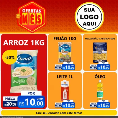 Modelo de Rede Social para Feed Facebook com o tema Ofertas do Mês para Supermercado