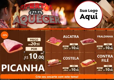 Modelo de Encarte para Encarte A4 Horizontal com o tema Ofertas Para Aquecer para Açougue