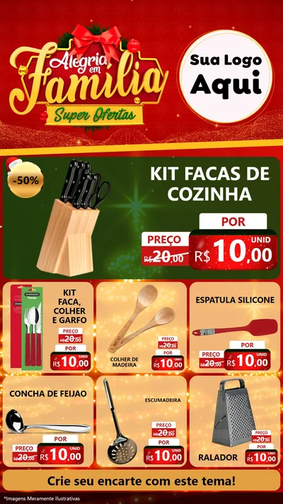Modelo de Rede Social para Stories com o tema Alegria em Família Super Ofertas - Natal para Utilidades Domésticas