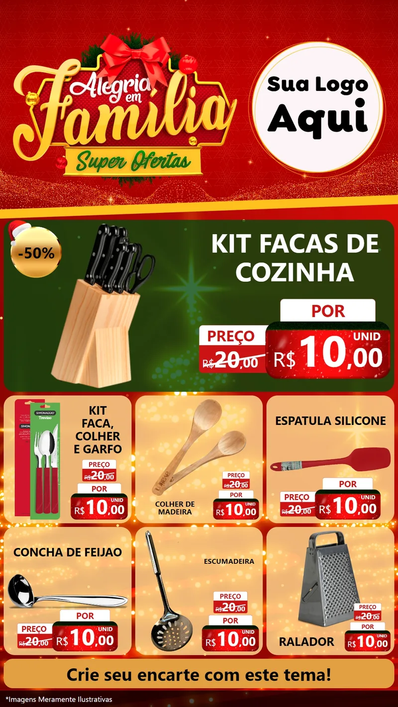 Modelo de Rede Social para Stories com o tema Alegria em Família Super Ofertas - Natal para Utilidades Domésticas