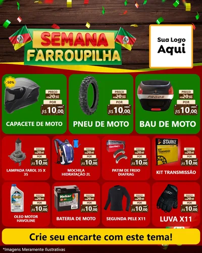 Modelo de Rede Social para Feed Instagram com o tema Semana Farroupilha para Moto peças