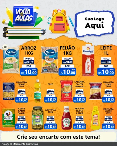 Modelo de Rede Social para Feed Instagram com o tema Volta às Aulas para Supermercado