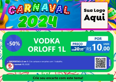 Modelo de Cartaz para Cartaz A4 Horizontal com o tema Carnaval 2027 para Distribuidora de bebidas