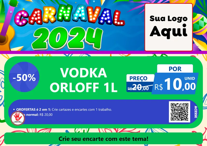 Modelo de Cartaz para Cartaz A4 Horizontal com o tema Carnaval 2027 para Distribuidora de bebidas