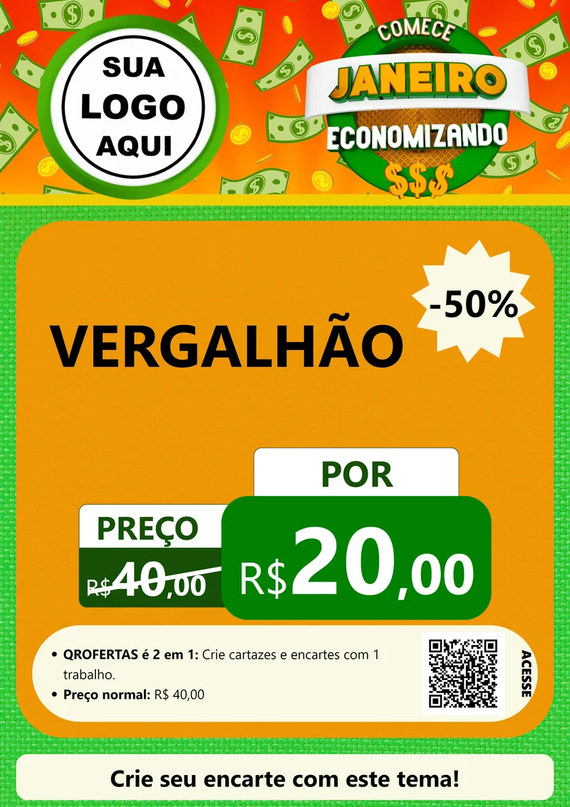 Modelo de Cartaz para Cartaz A4 Vertical com o tema Comece Janeiro Economizando para Ferragens