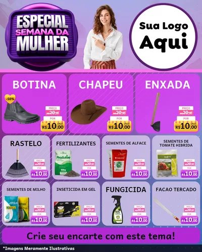 Modelo de Rede Social para Feed Instagram com o tema Especial Semana da Mulher para Agropecuária