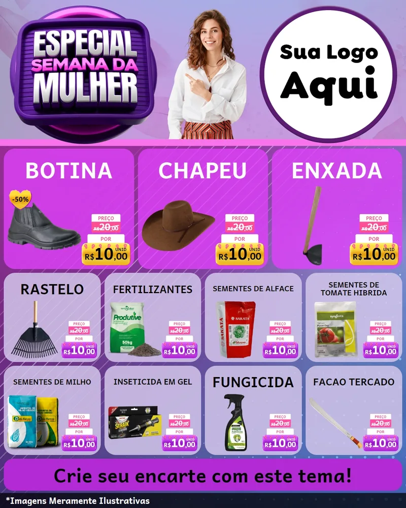 Modelo de Rede Social para Feed Instagram com o tema Especial Semana da Mulher para Agropecuária