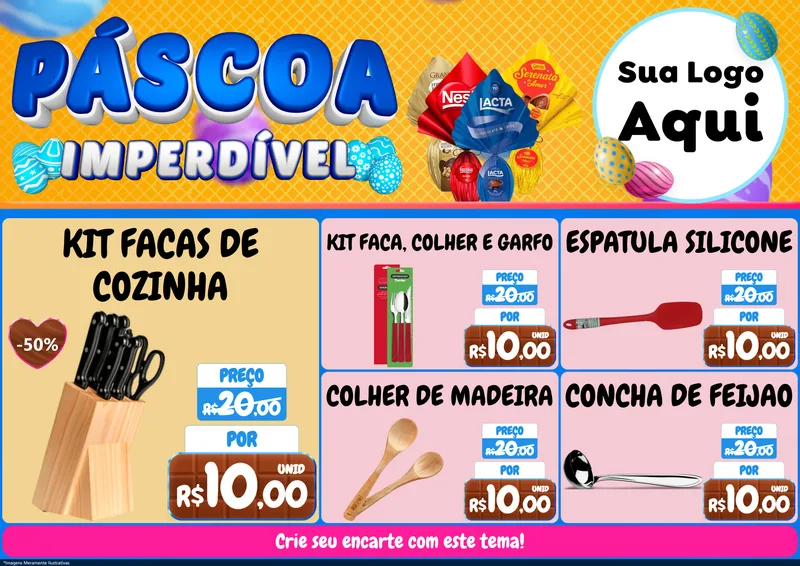 Modelo de Encarte para Encarte A4 Horizontal com o tema Páscoa Imperdível para Utilidades Domésticas