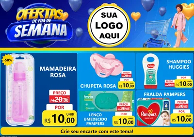 Modelo de Encarte para Encarte A4 Horizontal com o tema Ofertas de Fim de Semana para Bebês
