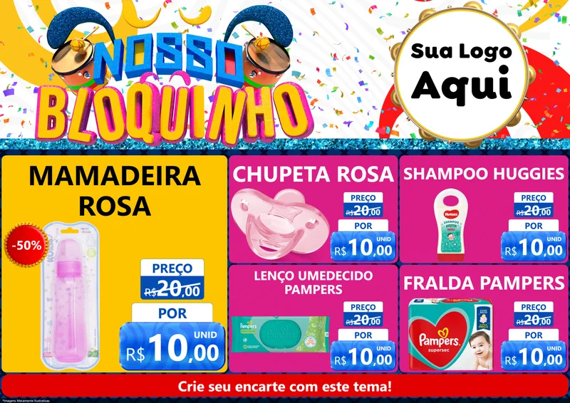 Modelo de Encarte para Encarte A4 Horizontal com o tema Nosso Bloquinho para Bebês