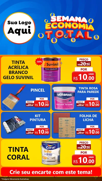 Modelo de TV para TV Vertical com o tema Semana Economia Total para Tintas e Ferramentas