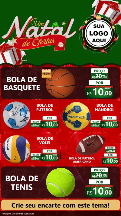 Modelo de TV para TV Vertical com o tema Um Natal de Ofertas para Artigos Esportivos