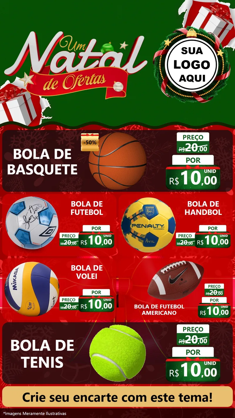 Modelo de TV para TV Vertical com o tema Um Natal de Ofertas para Artigos Esportivos