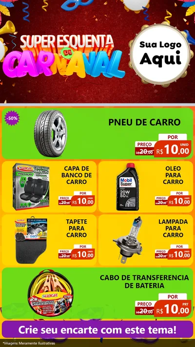 Modelo de TV para TV Vertical com o tema Super Esquenta de Carnaval para Auto peças