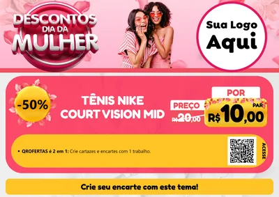 Modelo de Cartaz para Cartaz A4 Horizontal com o tema Descontos Dia da Mulher para Calçados