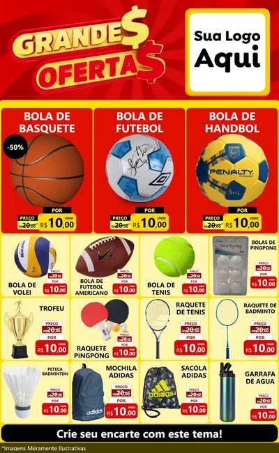 Modelo de Encarte para Encarte Grande com o tema Grandes Ofertas para Artigos Esportivos