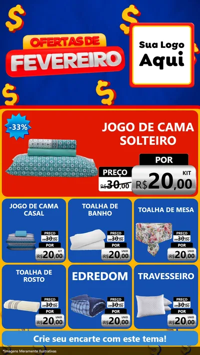 Modelo de Rede Social para Stories com o tema Ofertas de Fevereiro para Cama, Mesa e Banho