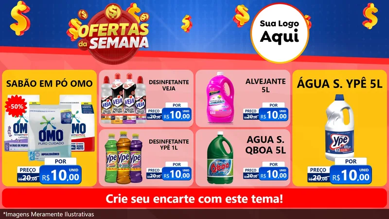 Modelo de TV para TV Horizontal com o tema Ofertas Da Semana para Produtos de Limpeza