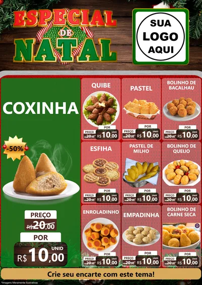 Modelo de Encarte para Encarte A4 Vertical com o tema Especial de Natal para Salgadaria